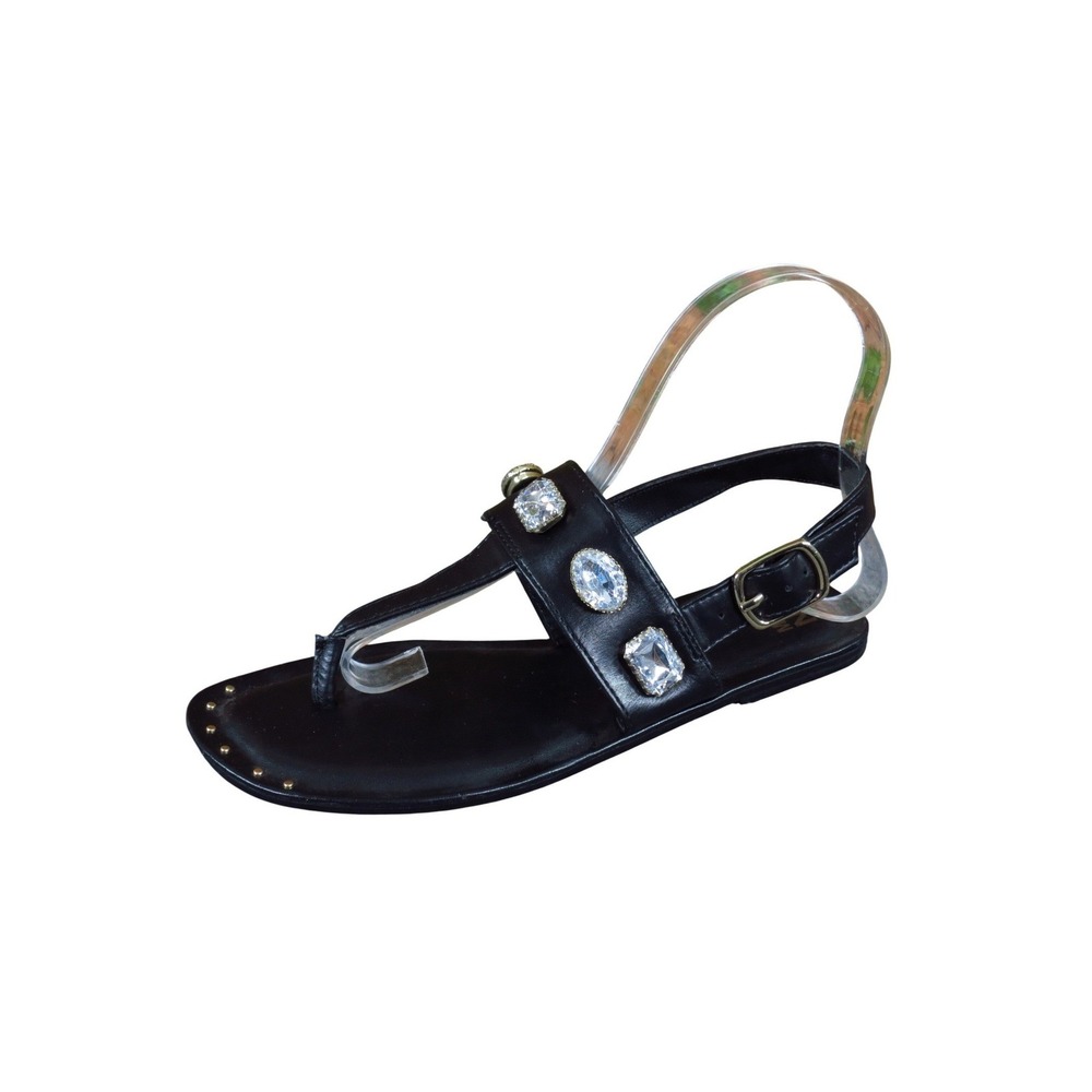 Madden NYC GGMN22AM002 Girls T-Strap Sandal Size 4 Dressy Black Rhinestone Studs